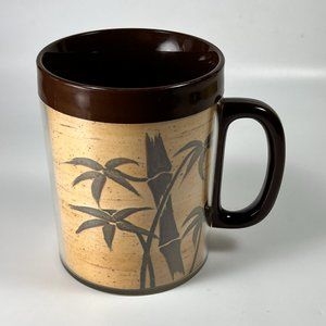 Vtg Thermo Serv Insulated Bamboo Coffee Cup Mug 70s Dart IND